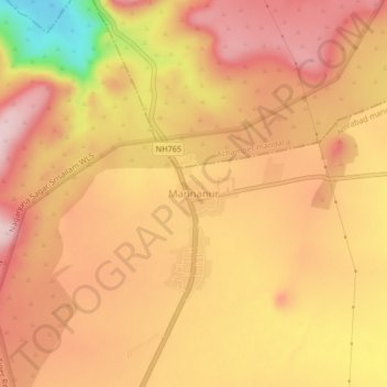 Mannanur topographic map, elevation, terrain
