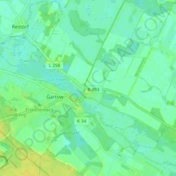 Quarnstedt topographic map, elevation, terrain