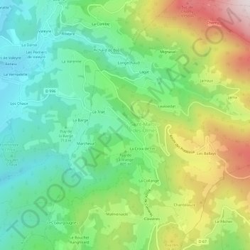 Malgrassin topographic map, elevation, terrain