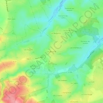 Les Bernards topographic map, elevation, terrain