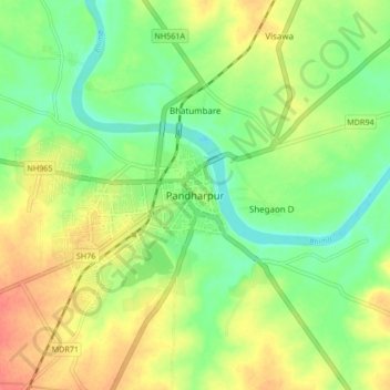 Pandharpur topographic map, elevation, terrain