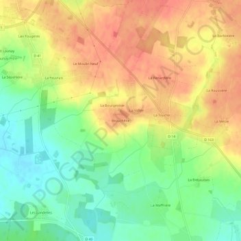 Beauchêne topographic map, elevation, terrain