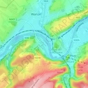 Ahin topographic map, elevation, terrain