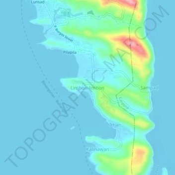 Limbon-limbon topographic map, elevation, terrain