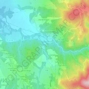 Montpeyroux topographic map, elevation, terrain