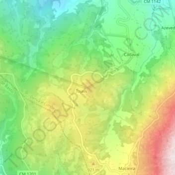 Tojais topographic map, elevation, terrain