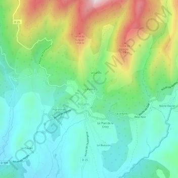 La Rivière topographic map, elevation, terrain