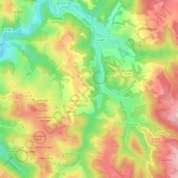 Le Bourg topographic map, elevation, terrain