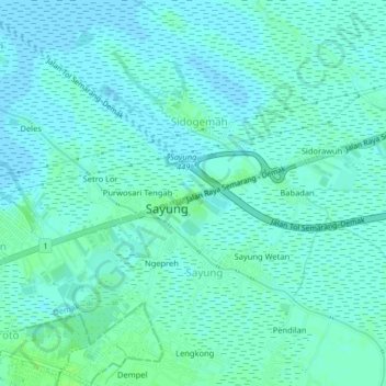 Puwosari Timur topographic map, elevation, terrain