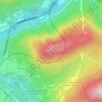 Leiler-Berg topographic map, elevation, terrain