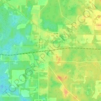 Cypress topographic map, elevation, terrain
