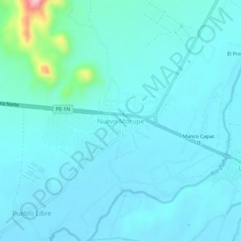 Nuevo Mocupe topographic map, elevation, terrain