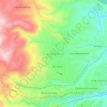 Ciudad Quetzal topographic map, elevation, terrain
