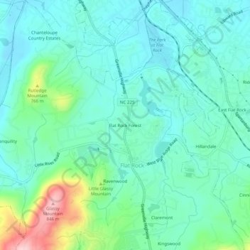 Flat Rock Forest topographic map, elevation, terrain