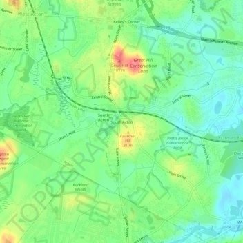 South Acton topographic map, elevation, terrain