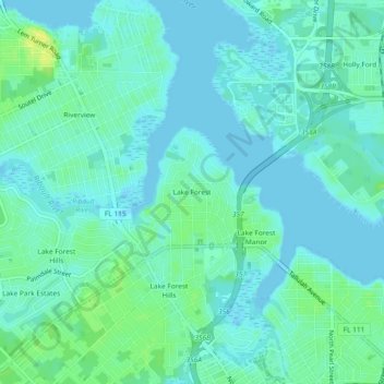 Lake Forest topographic map, elevation, terrain