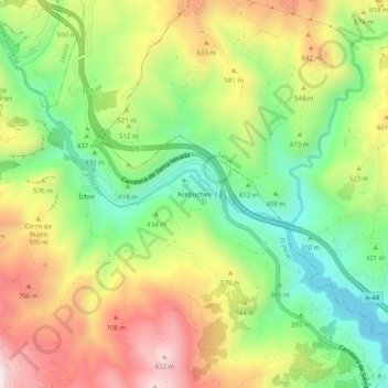 Acebuches topographic map, elevation, terrain