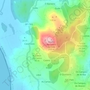 Miradoiro da Pedra da Ran topographic map, elevation, terrain