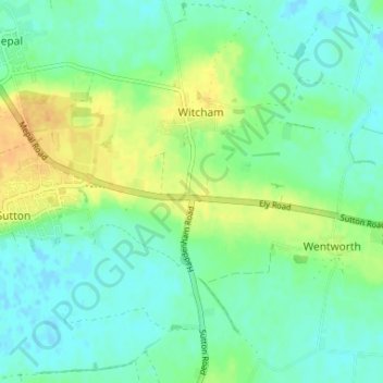 Witcham Toll topographic map, elevation, terrain