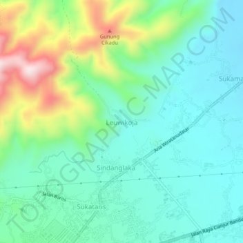 Leuwikoja topographic map, elevation, terrain