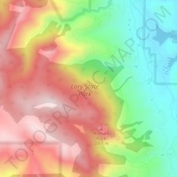 Lory State Park topographic map, elevation, terrain
