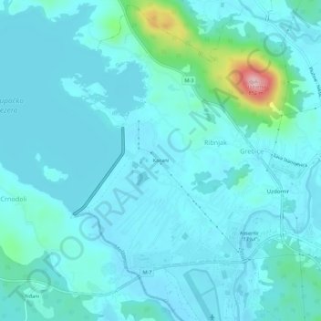 Kocani topographic map, elevation, terrain