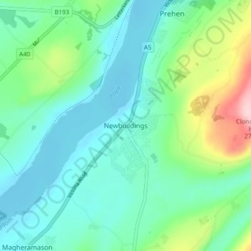 Newbuildings topographic map, elevation, terrain