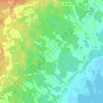 Hjälmseryd topographic map, elevation, terrain