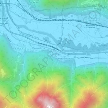 Megolo Mezzo topographic map, elevation, terrain