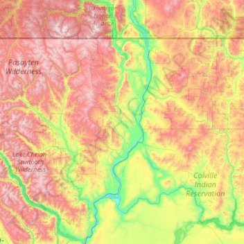 Okanogan topographic map, elevation, terrain
