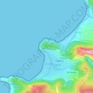 El Houita topographic map, elevation, terrain