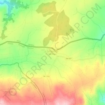 Soutelinho da Raia topographic map, elevation, terrain