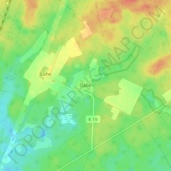 Dalle topographic map, elevation, terrain