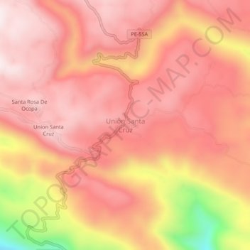 Unión Santa Cruz topographic map, elevation, terrain