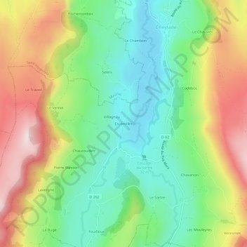 Escorolles topographic map, elevation, terrain