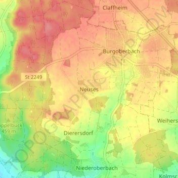 Neuses topographic map, elevation, terrain