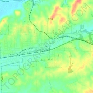 Illmo topographic map, elevation, terrain