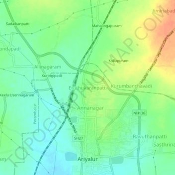 Eruthukaranpatti topographic map, elevation, terrain