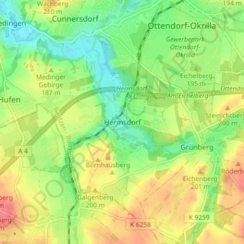 Hermsdorf topographic map, elevation, terrain