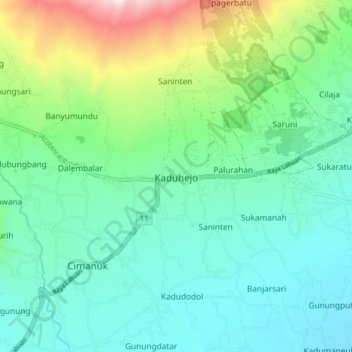 Kaduhejo topographic map, elevation, terrain