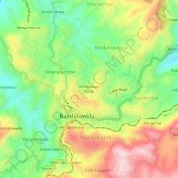 Kebillawela North topographic map, elevation, terrain