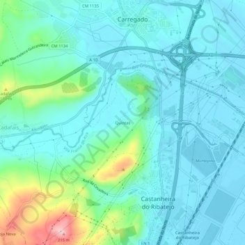 Quintas topographic map, elevation, terrain