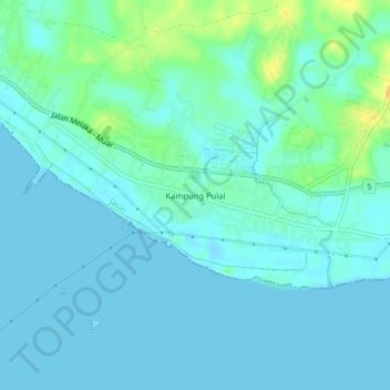 Kampung Pulai topographic map, elevation, terrain