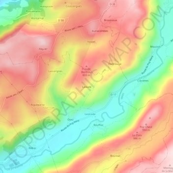 Lassale topographic map, elevation, terrain