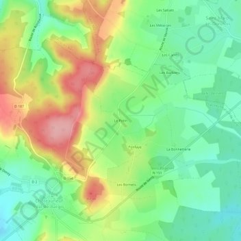 Le Potin topographic map, elevation, terrain