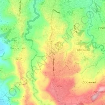 Satitar topographic map, elevation, terrain