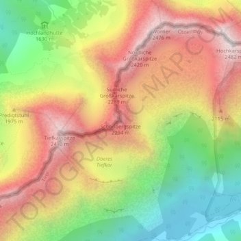 Schönbergspitze topographic map, elevation, terrain