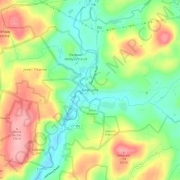 North Lyme topographic map, elevation, terrain