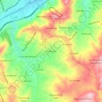 Carapungo topographic map, elevation, terrain