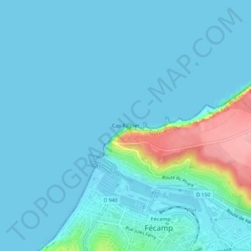 Cap Fagnet topographic map, elevation, terrain